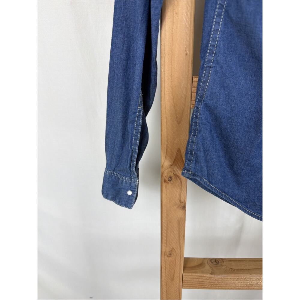Vintage Calvin Klein Pearl Snap Up Denim Jean Shirt #1298 Size SMALL - Picture 4 of 5